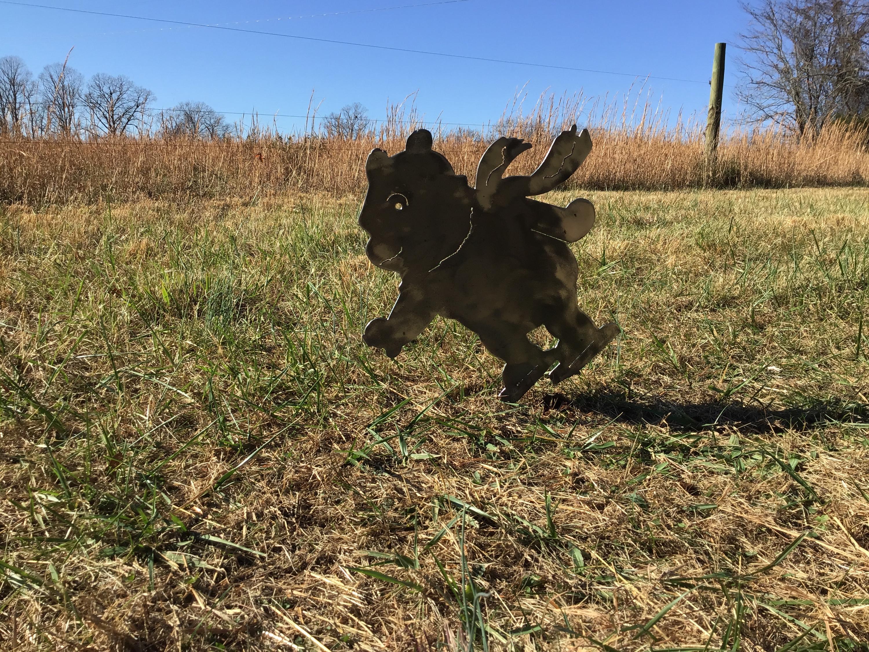 Winnie the Pooh Ice Skating Garden Stake Metal Art Yard Decor Holiday Decoration Home Gifts Garden Accents