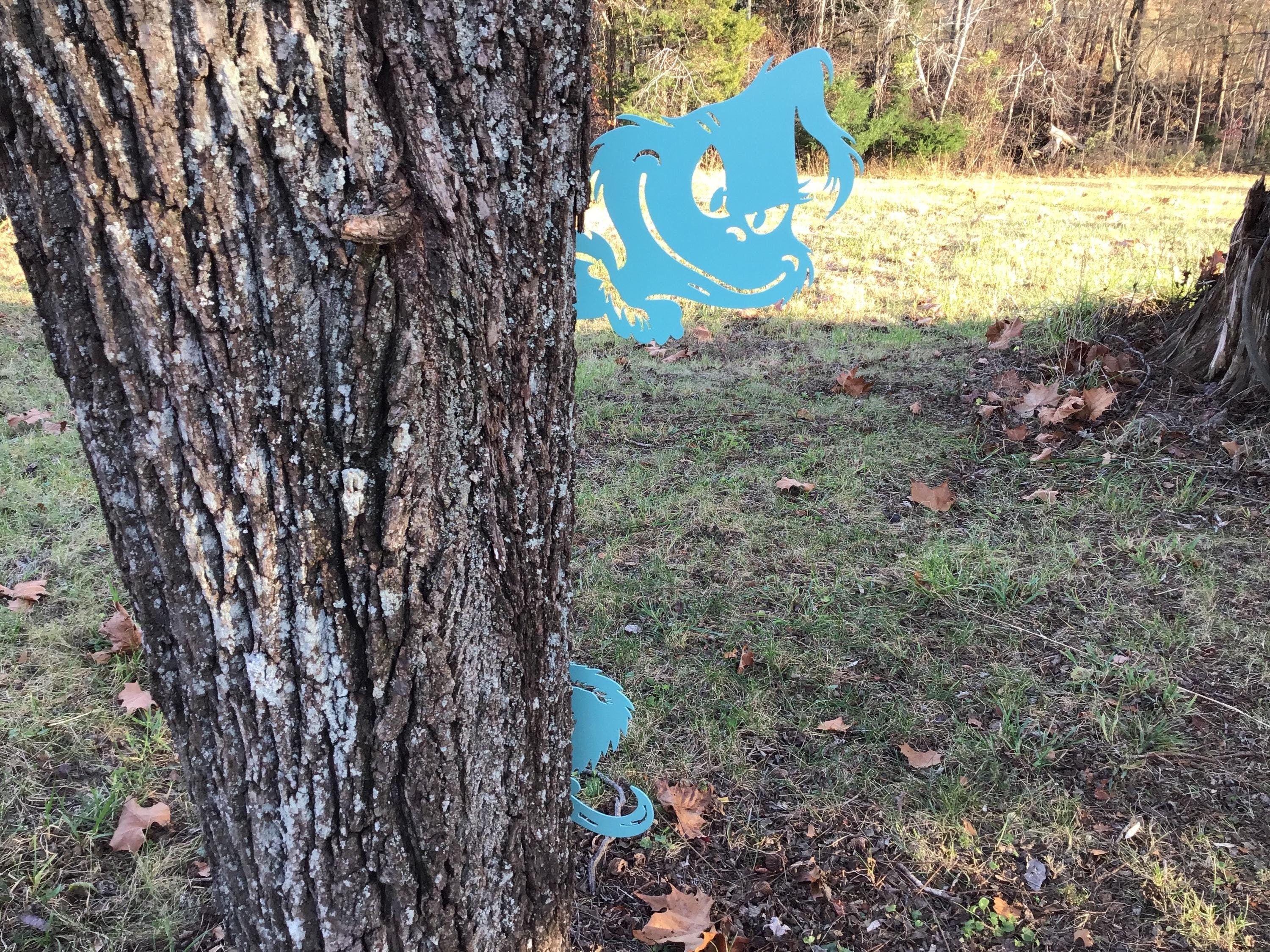 Grinch Metal Art Tropical Grinch 2 Piece Peek a Boo Grinch Outdoor Metal Art Coastal Christmas Grinch Indoor/Outdoor Christmas Metal Art