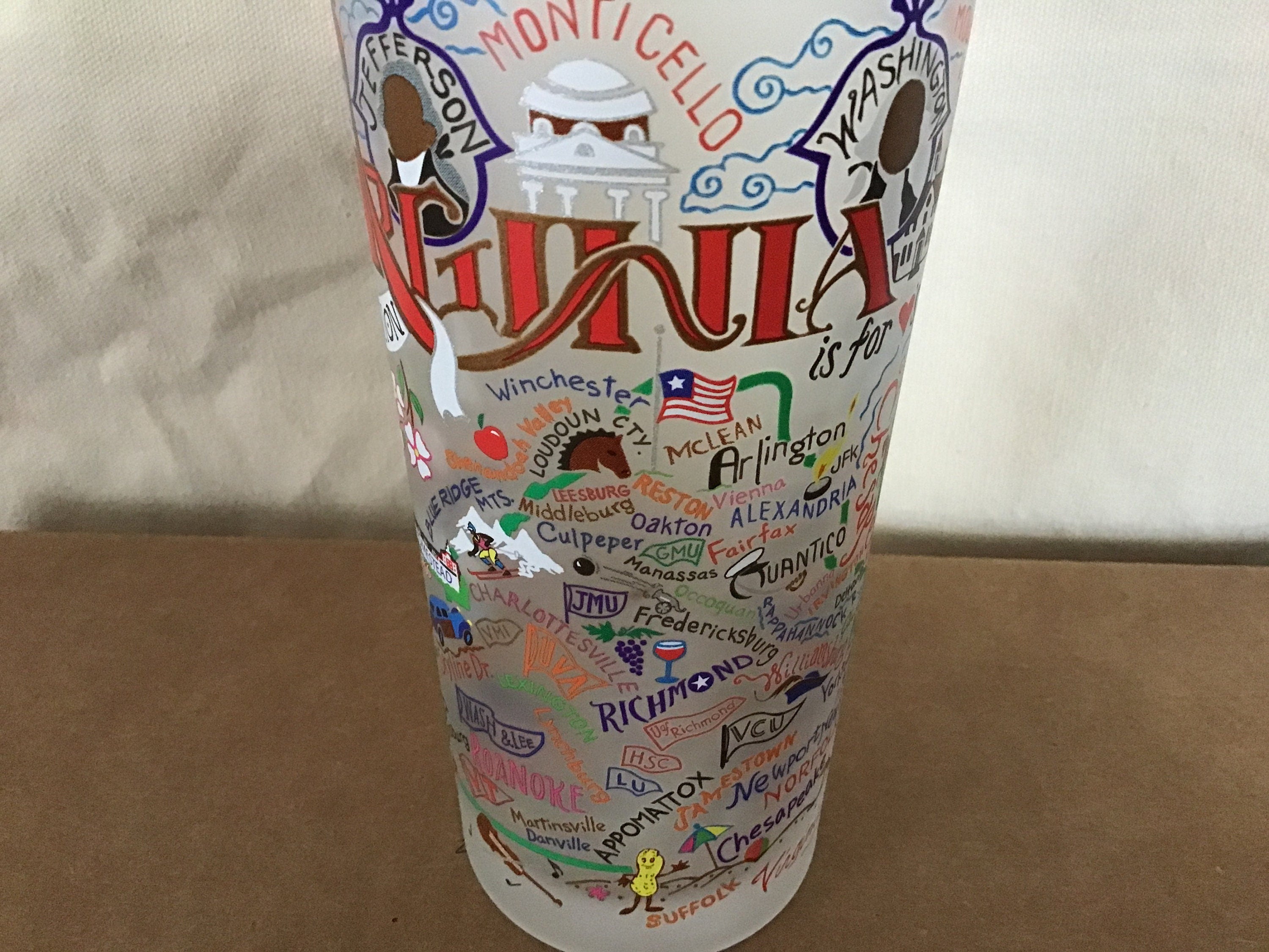 Catstudio Virginia Glass State Of VA Glassware Drinking Glass