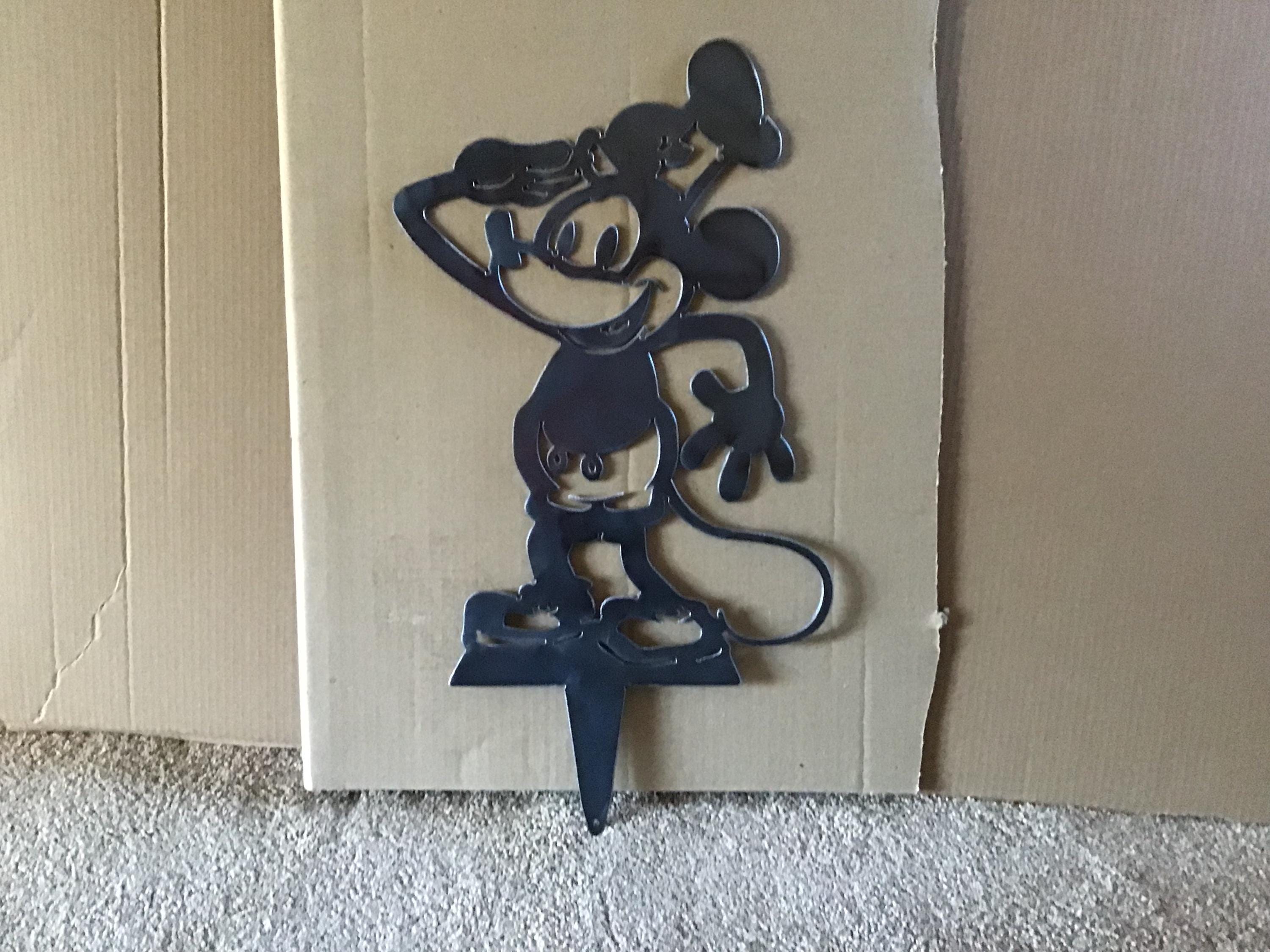Steamboat Willie Yard Stake Garden Art Metal Art Metal Yard Art Disney Garden Stake Disney Metal Art Gardening Gifts Home Decor