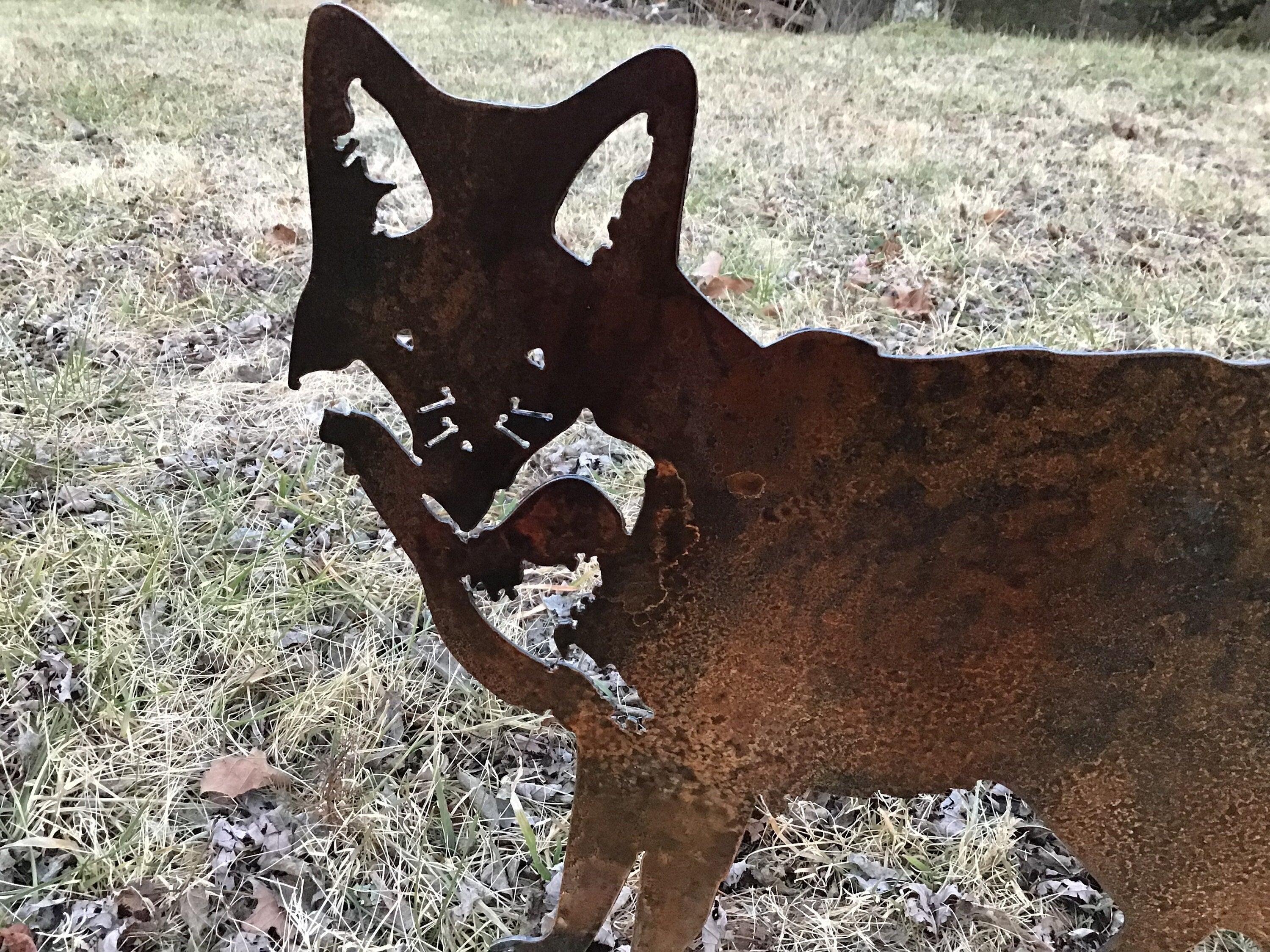 Fox Metal Art Garden Stakes Red Fox Outdoor Metal Art Yard Art Garden Accessories