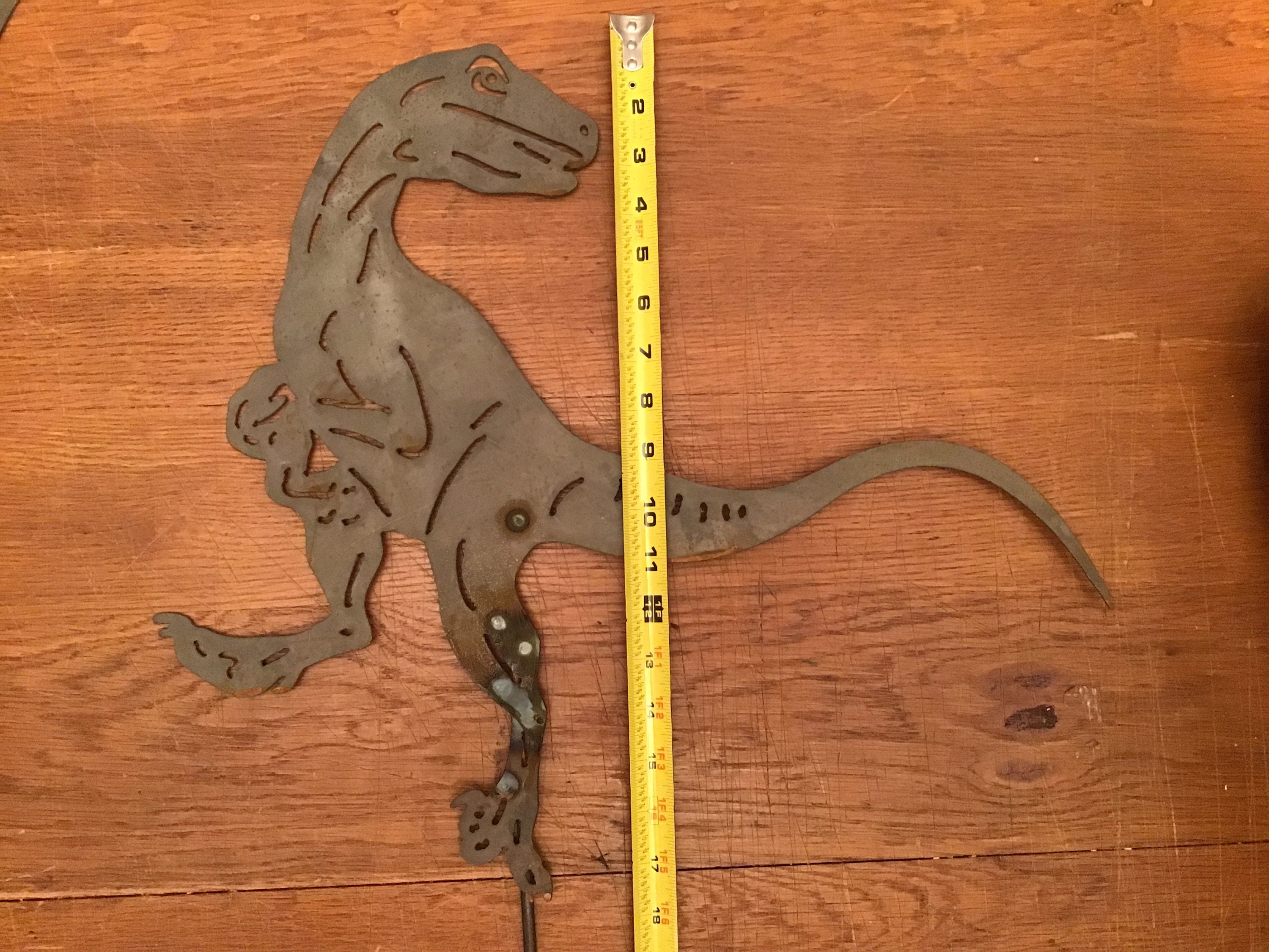 Dinosaur Yard Art Velociraptor Garden Stake Garden Accessories Metal Art Outdoor Metal Art