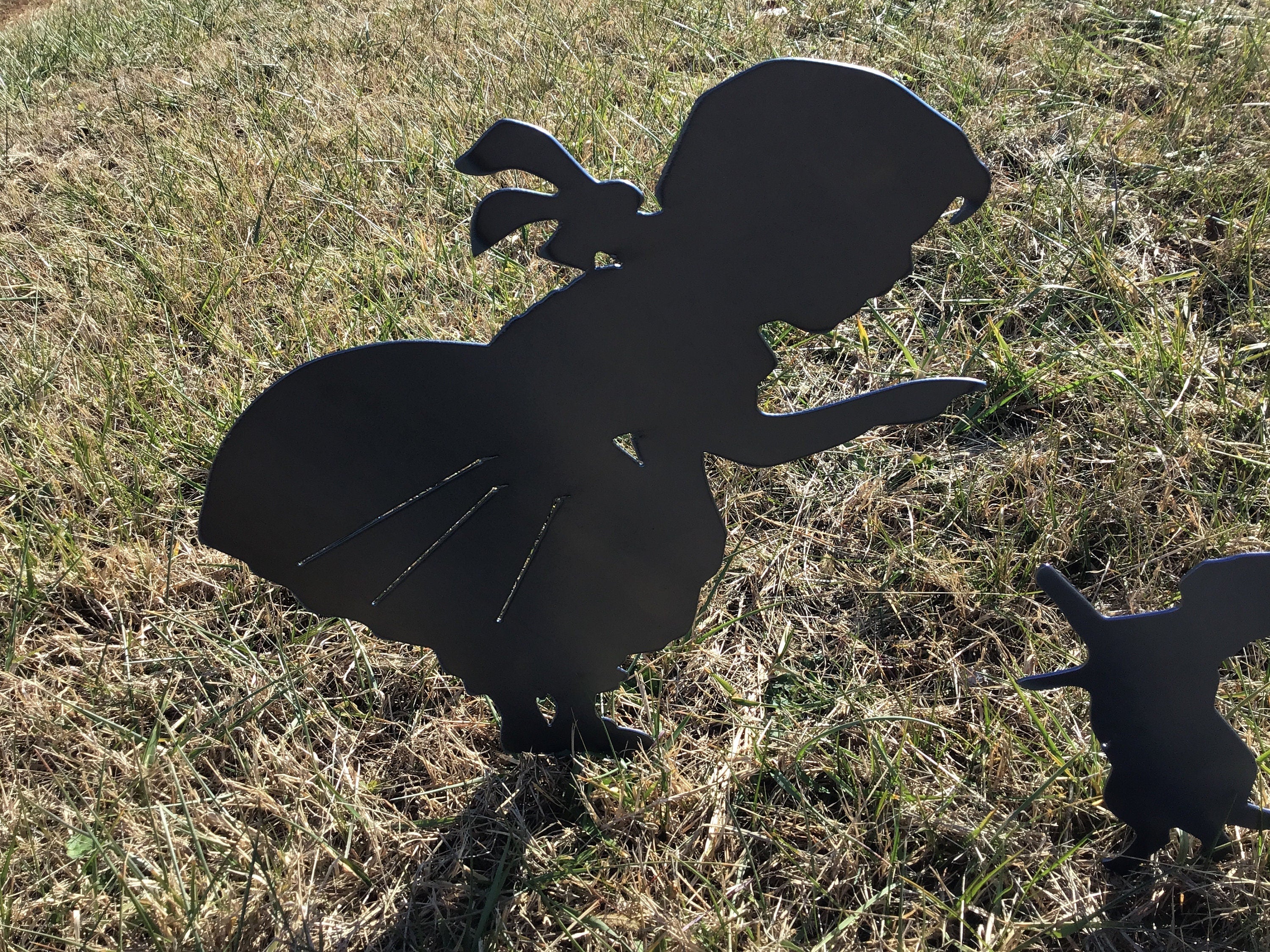 Girl & Kitten Garden Stakes Yard Art Garden Decor Children’s Garden