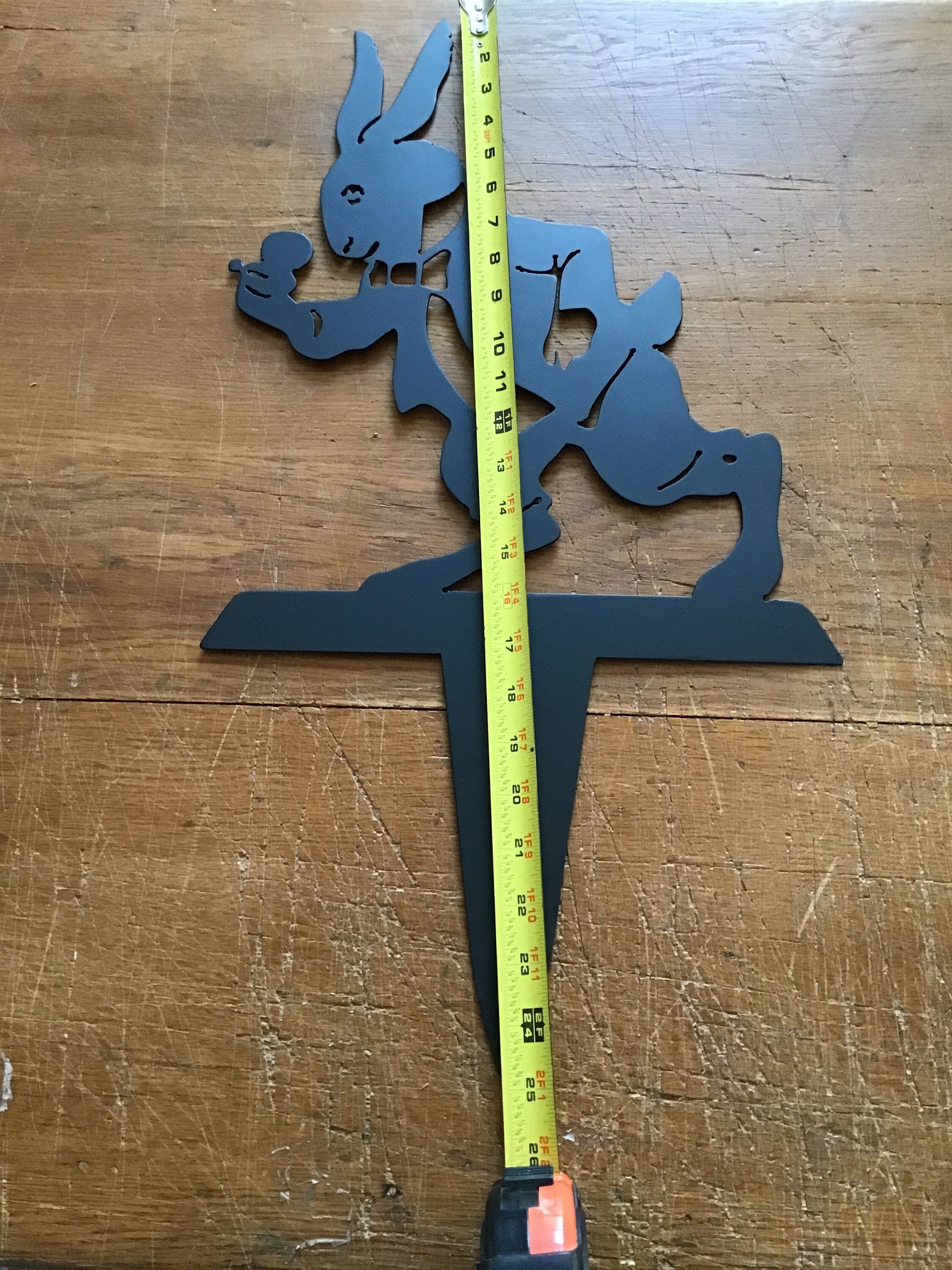 Rabbit Garden Stake Alice in Wonderland White Rabbit Yard Art Metal Art Home Accents