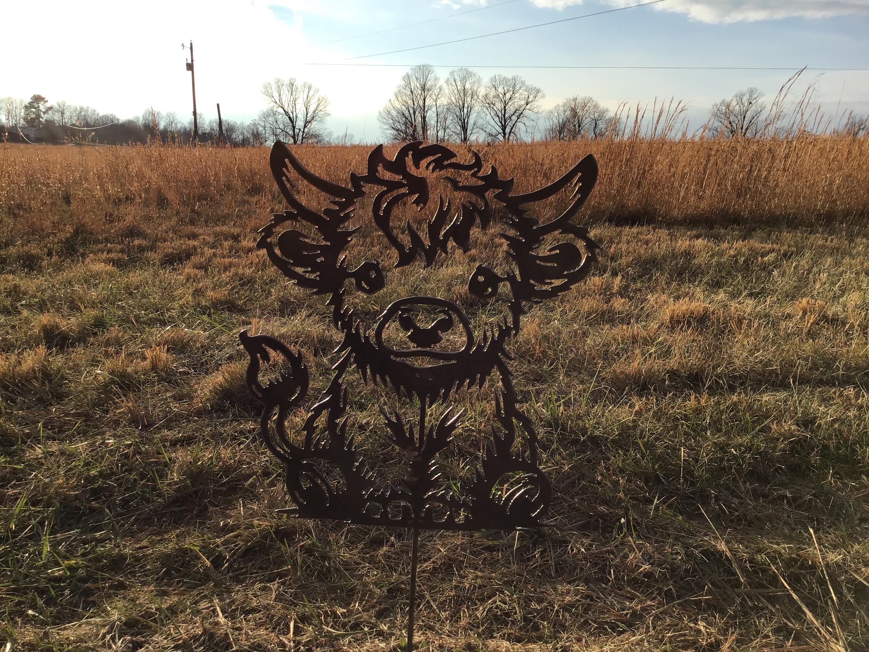 Highland Cow Garden Stake Yard Art Wall Art Cow Metal Art Farm Signs Home Decor