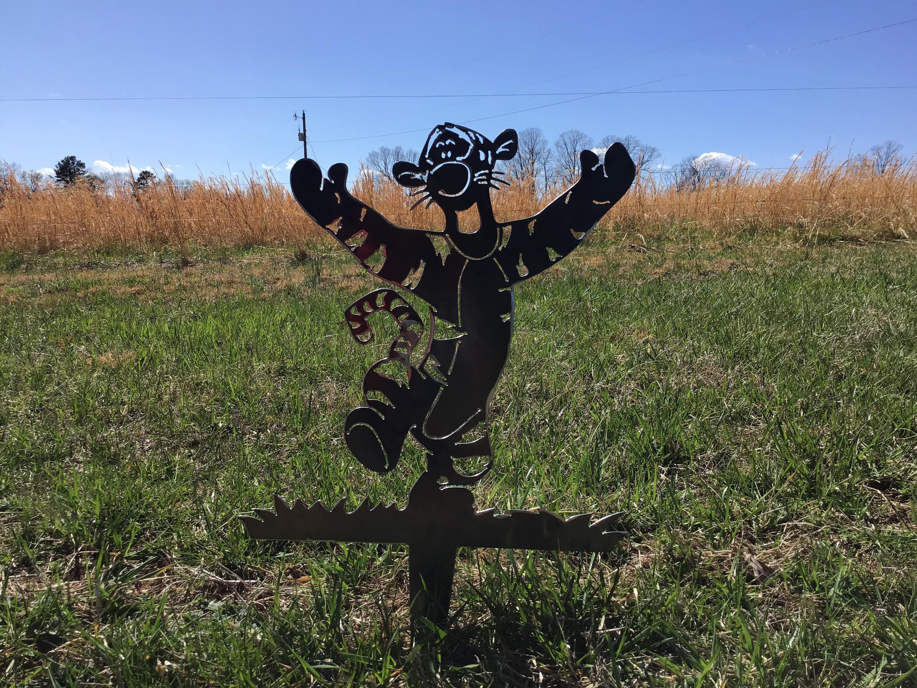 Tigger Garden Stake Tigger Yard Art Metal Art Metal Yard Art Home Accents Winnie the Pooh Garden Accessories Tigger Home Decor