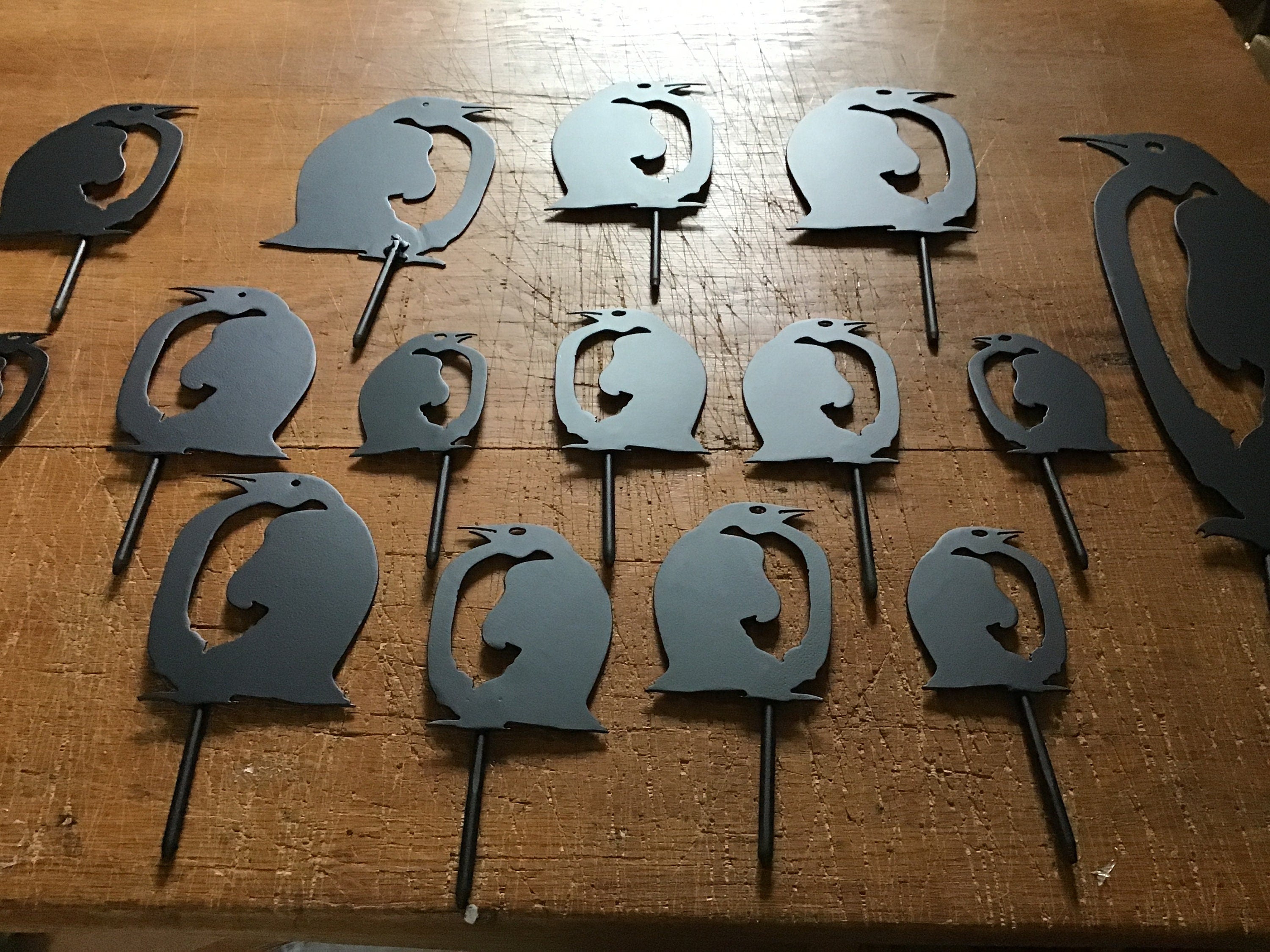 Penguin Garden Stakes Penguin Family Flower Bed Border Lawn Stakes