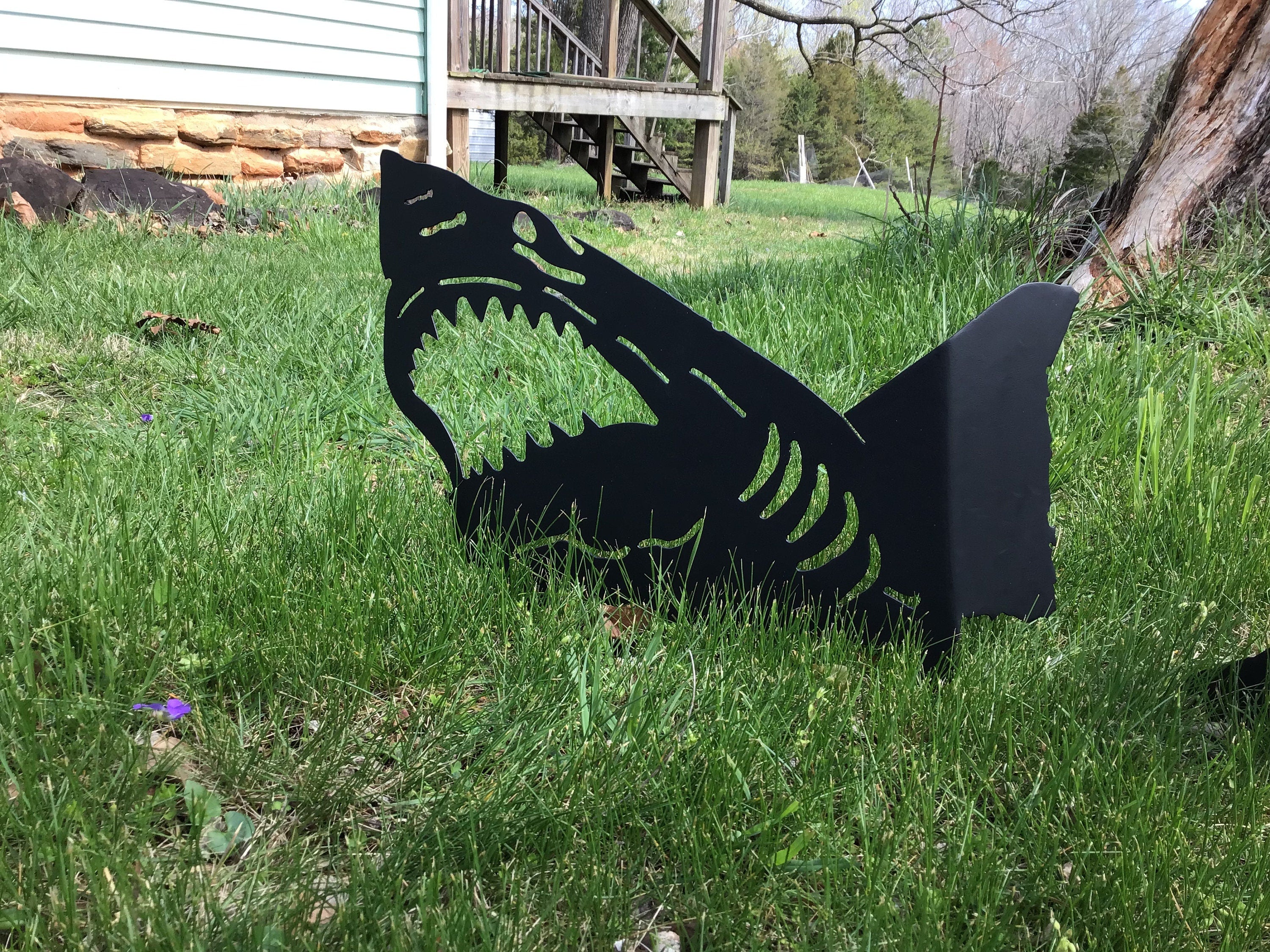 Shark Garden Stakes Great White Shark Yard Art Metal Art Beachside Decor