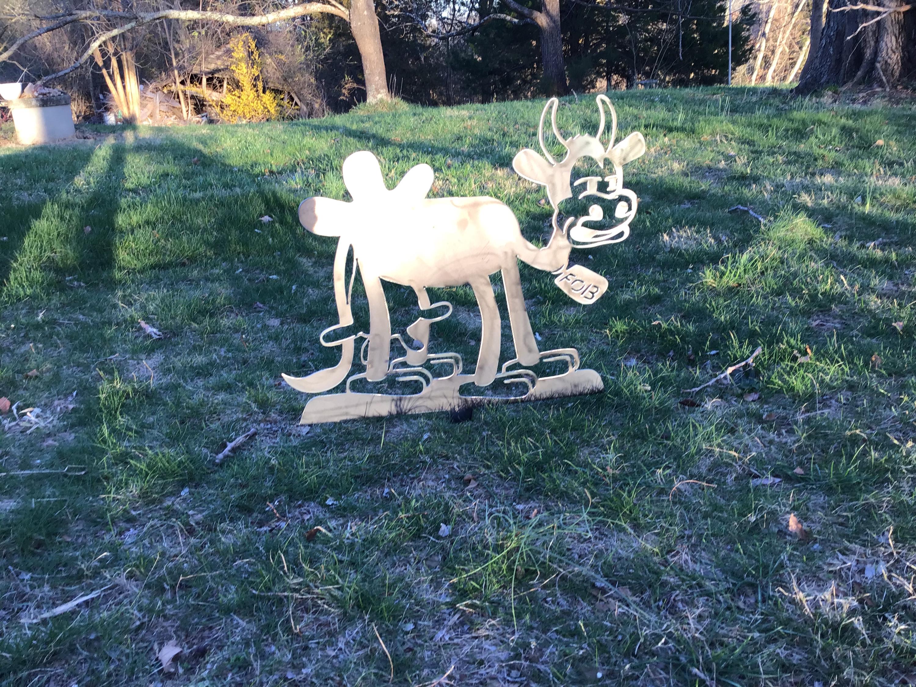 Steamboat Willie Cow Metal Art Garden Stakes Yard Decoration Disney Cow 1928 Disney Cow Garden Accent