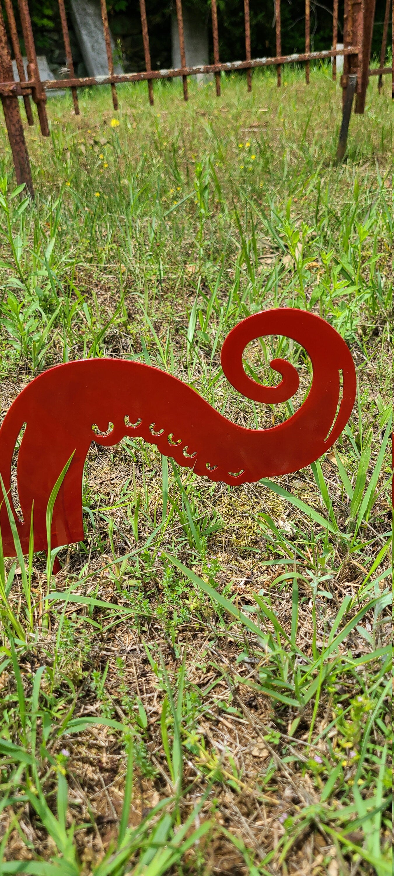 Octopus Metal Garden Stakes 5 Piece Red Powder Coat Metal Yard Art Home Decor Octopus Garden Octopus Metal Yard Art