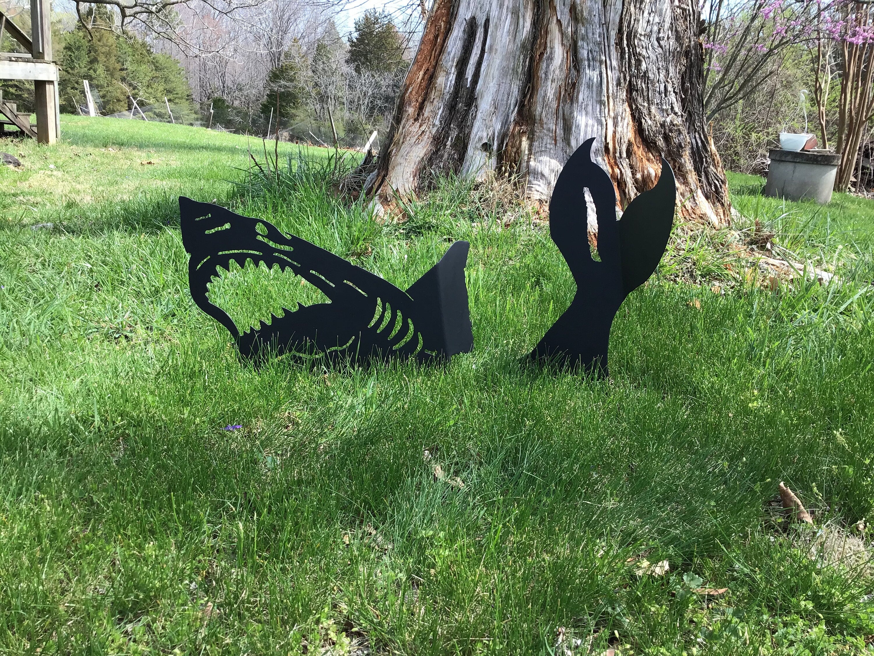 Shark Garden Stakes Great White Shark Yard Art Metal Art Beachside Decor