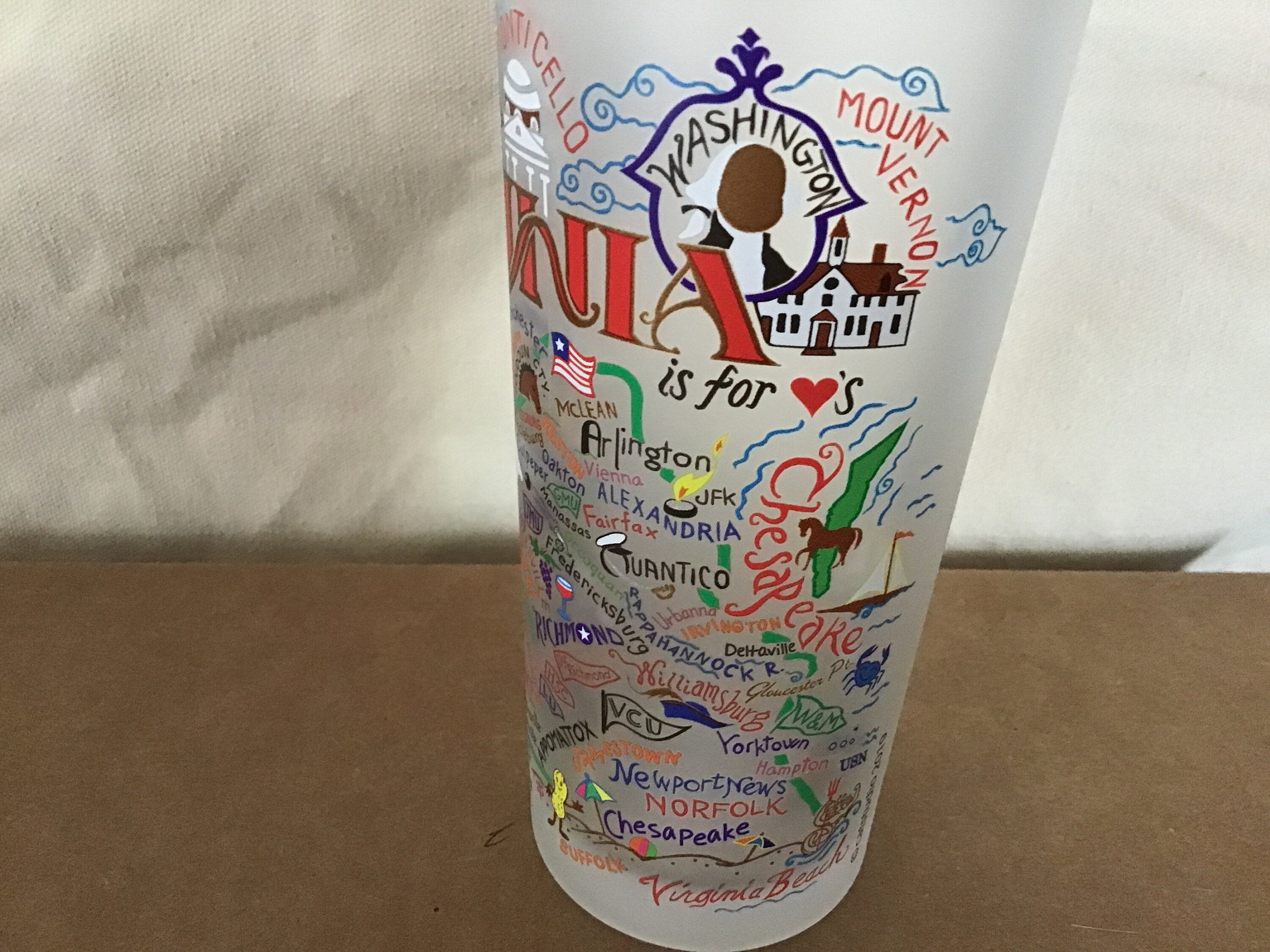 Catstudio Virginia Glass State Of VA Glassware Drinking Glass