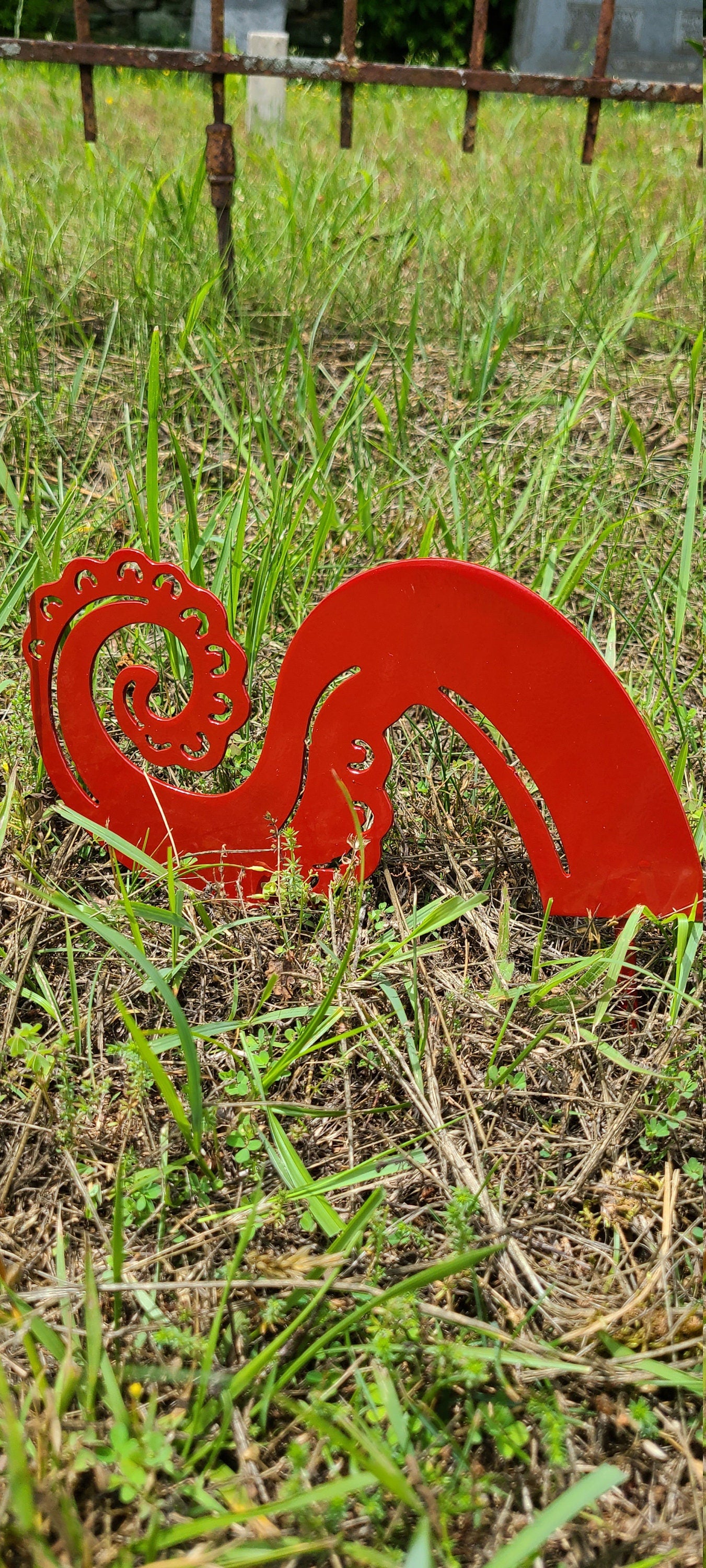Octopus Metal Garden Stakes 5 Piece Red Powder Coat Metal Yard Art Home Decor Octopus Garden Octopus Metal Yard Art