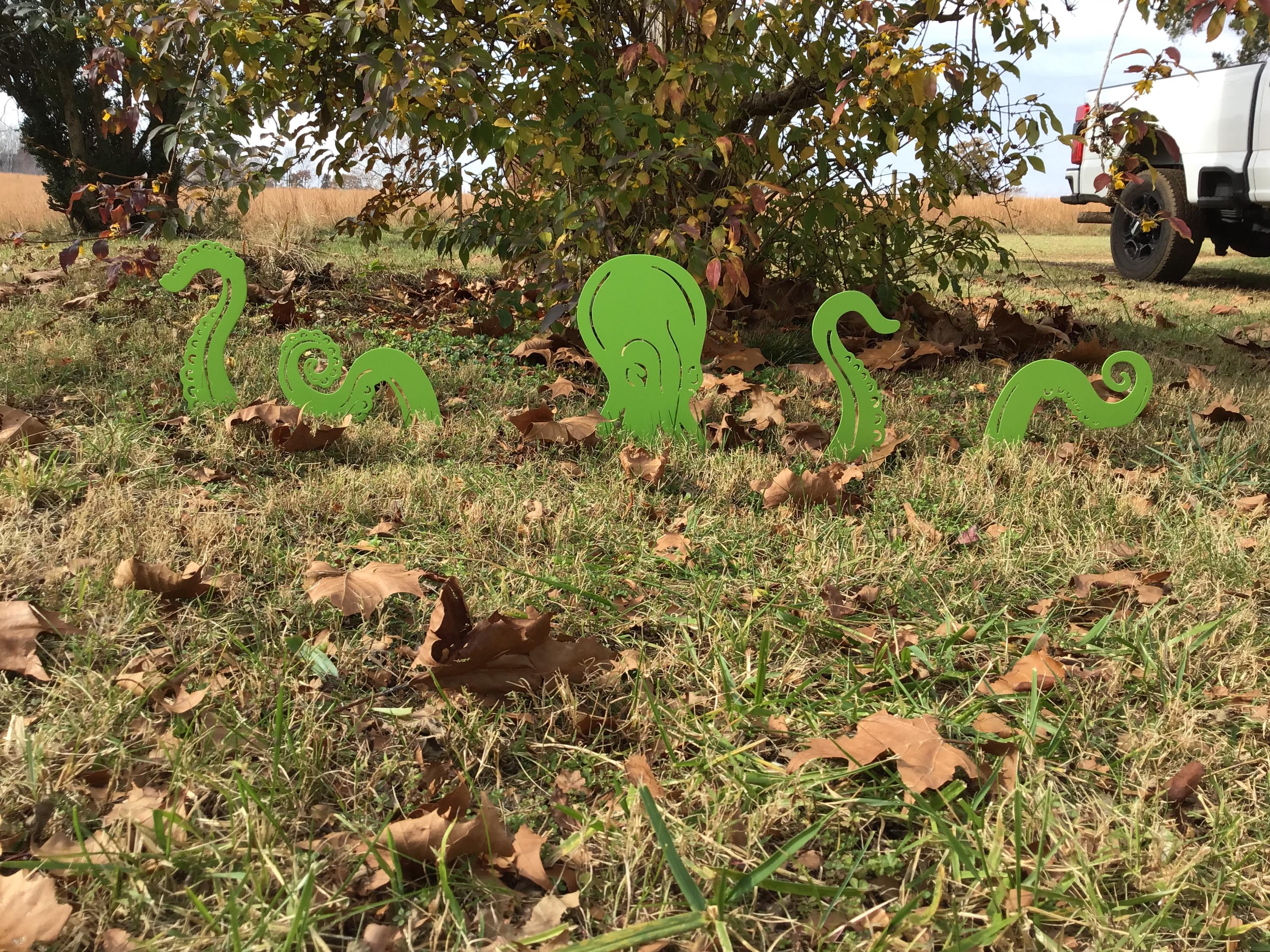 Octopus Metal Yard Art Zombie Green 5 PC. Octopus Yard Art Metal Art Garden Design Home Decor Outdoor Metal Art Octopus Garden