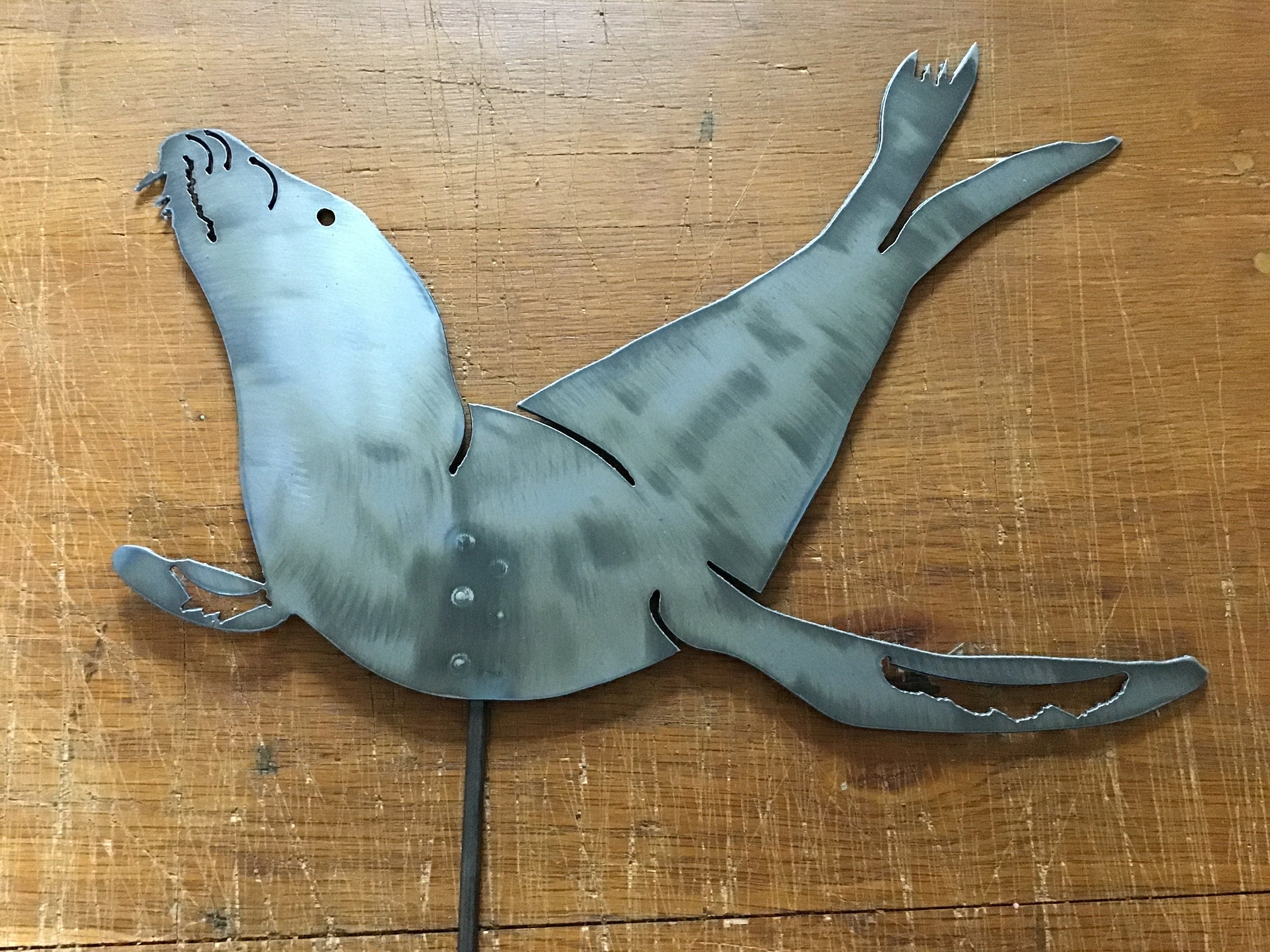 Sea Lion Garden Stake California Sea Lion Yard Stake Lawn Decor Garden Accessories Metal Art