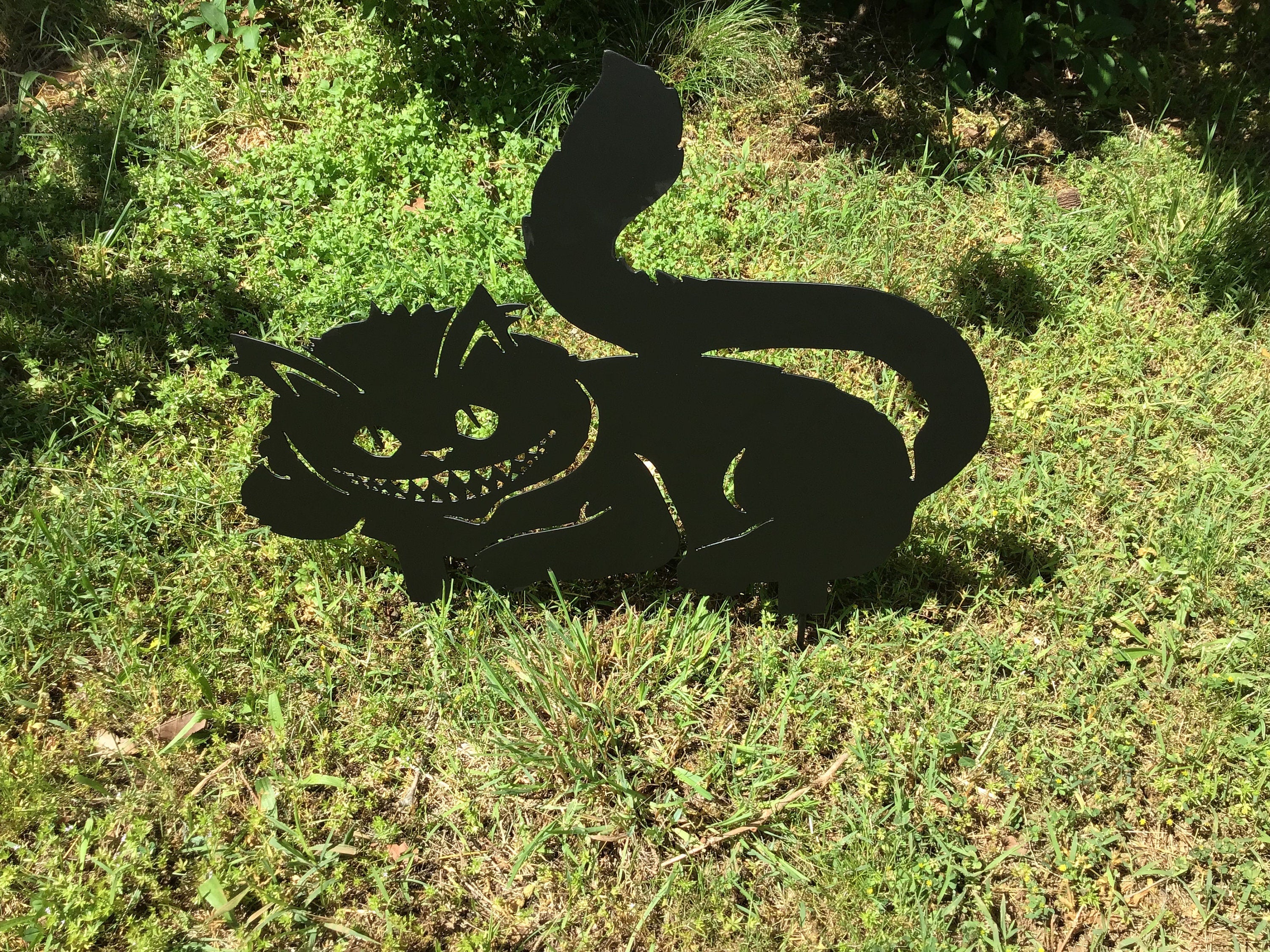 Black Cat Garden Stake Cheshire Cat Yard Art Metal Art Garden Accents
