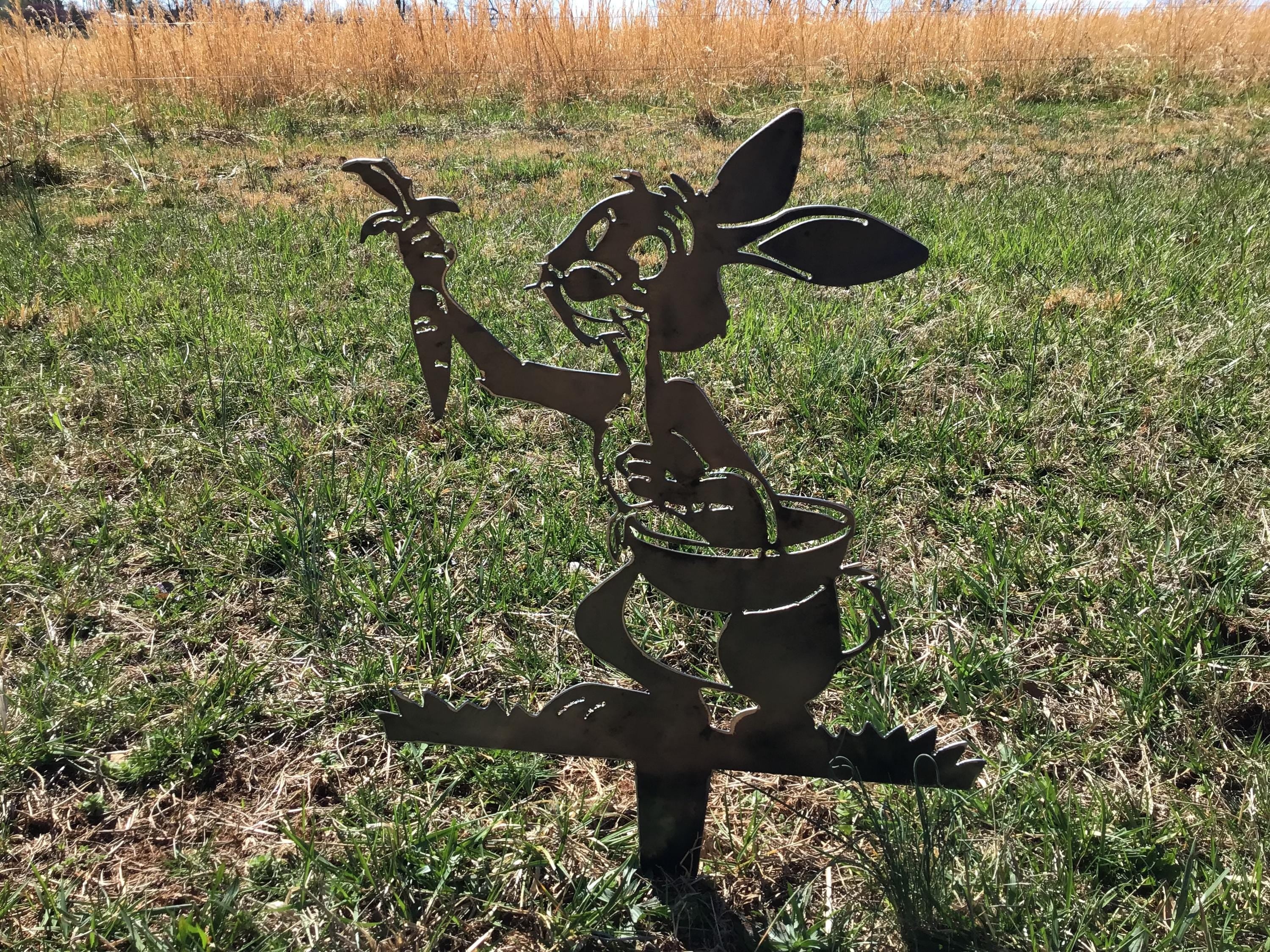 Rabbit Garden Stake Winnie the Pooh Yard Art Bunny Garden Art Home Decor Rabbit Metal Art Rabbit Signs Easter Bunny