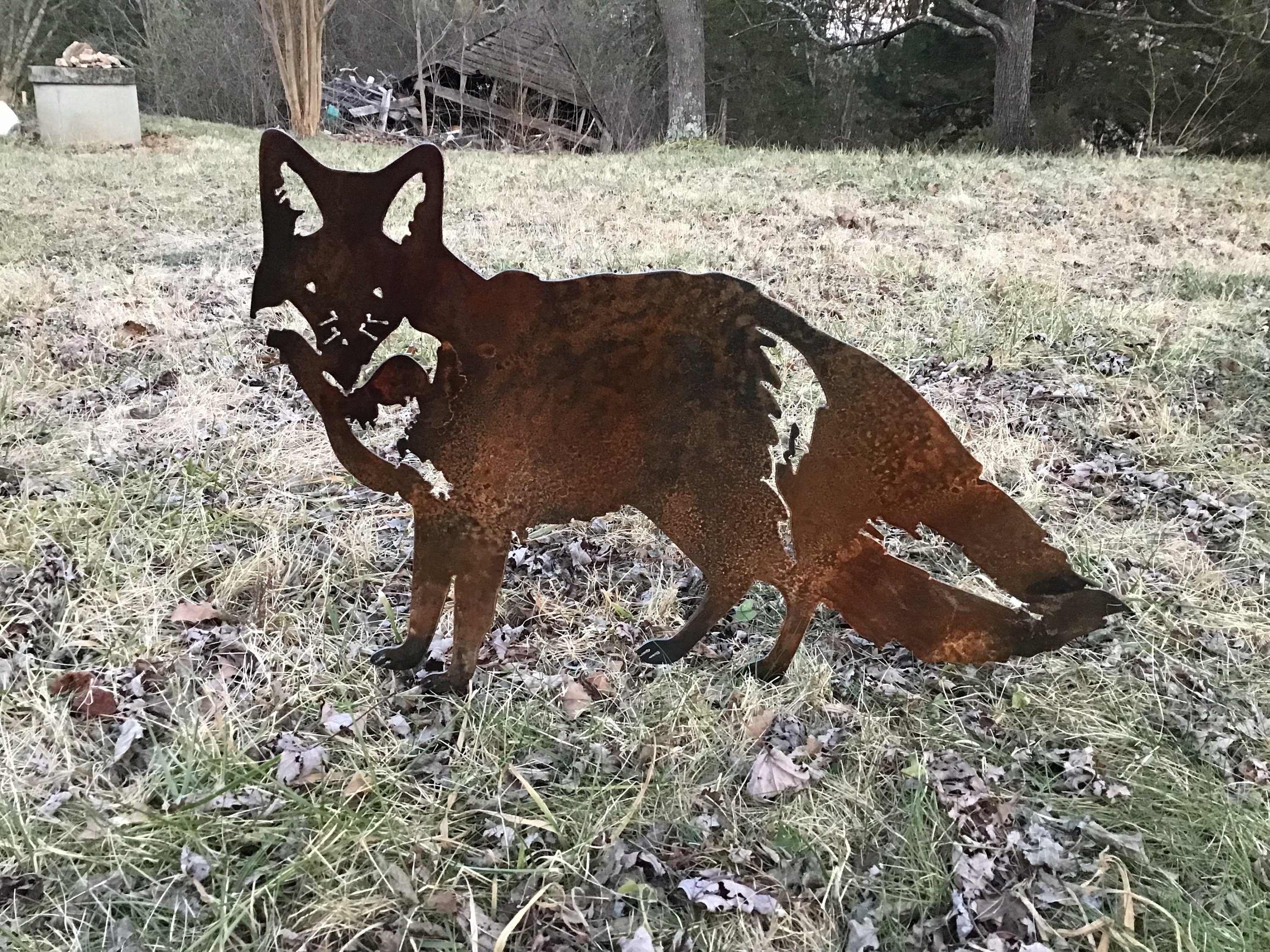 Fox Metal Art Garden Stakes Red Fox Outdoor Metal Art Yard Art Garden Accessories
